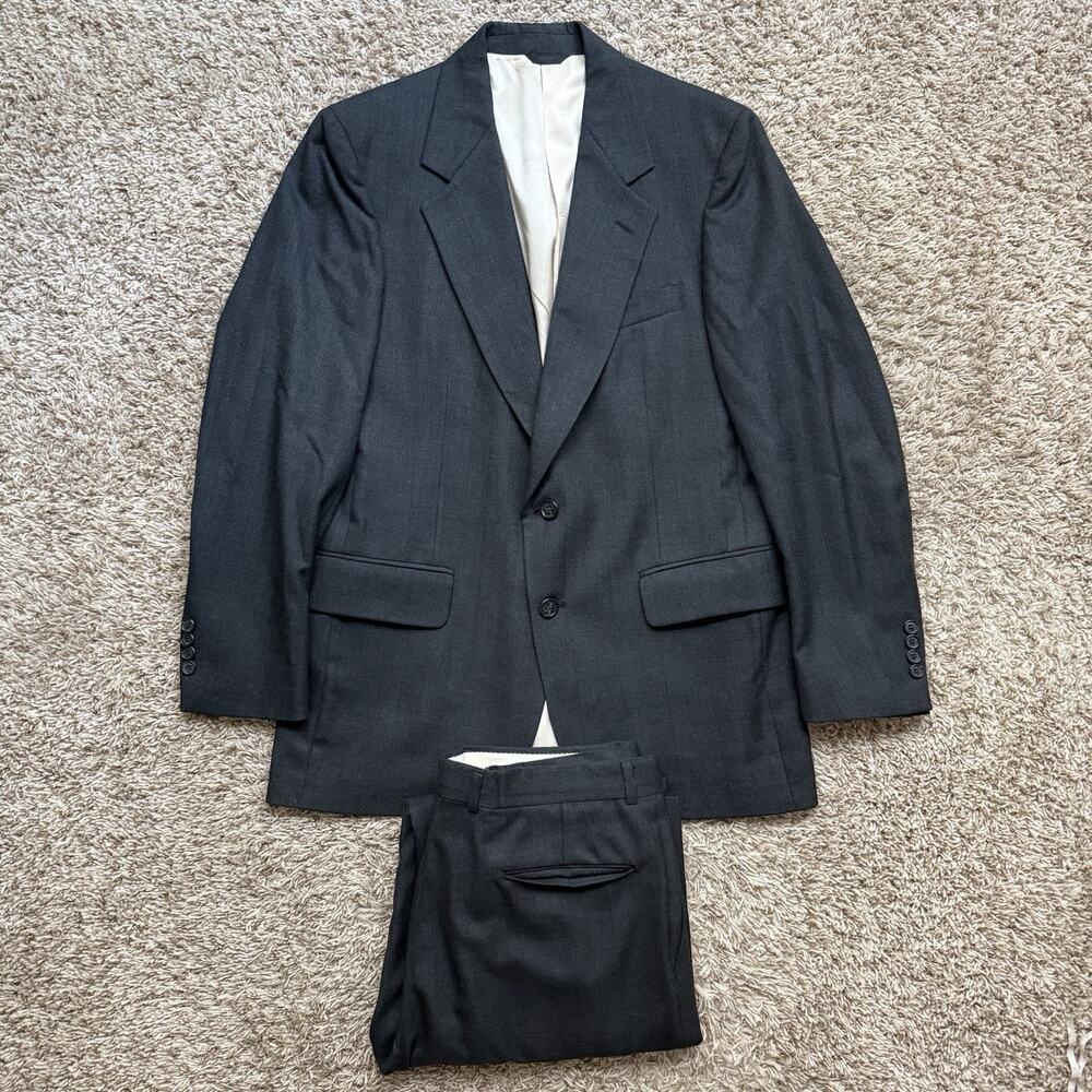 Vintage Calvin Klein Dark Grey Wool Suit Union Made USA Men’s Size 39R / 30x30
